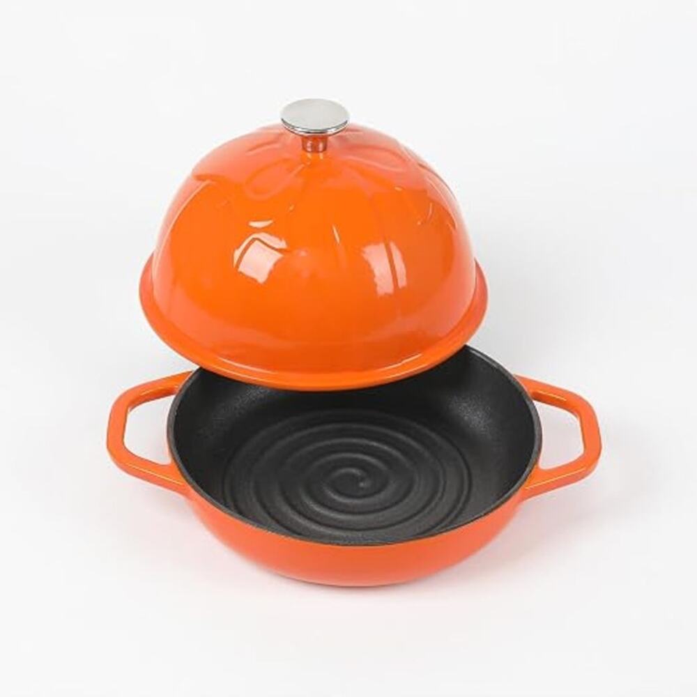 New Cast Iron Bread Pot 6.25" Orange Enameled Dutch Oven Oven Safe Hawok